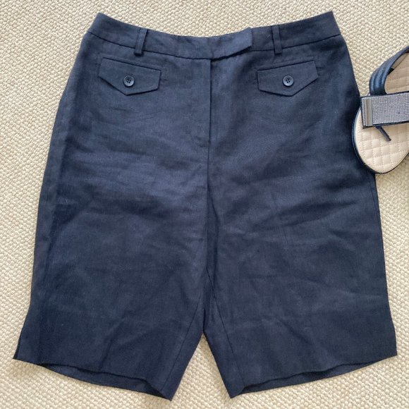 Talbots Pants - Talbot's Black 100% Irish Linen Bermuda Shorts 6